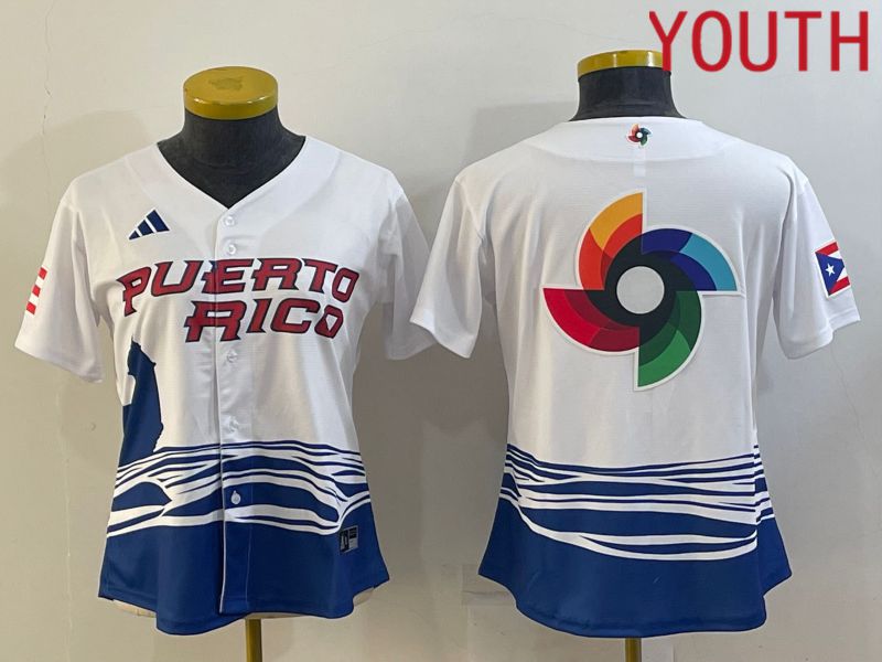 Youth 2023 World Cub Puerto Rico Blank White MLB Jersey4->youth mlb jersey->Youth Jersey